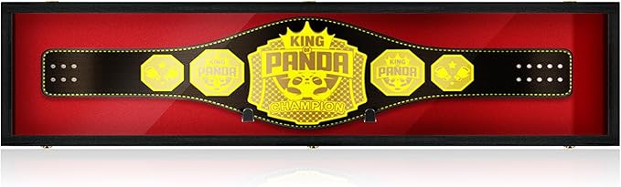 54" Wrestling Championship Belt Display Case Championship Wrestling Belt Wall Mount Wooden Display Case Cabinet W/98% UV Acrylic Door Lockable Box for Christmas Collectors Gift