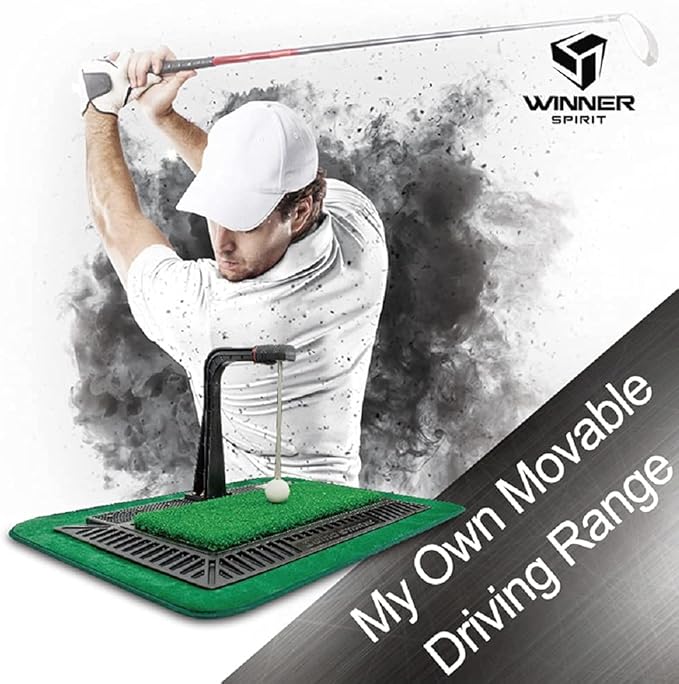 WINNER SPIRIT Real Swing 300 Golf Swing & Hitting Trainer, True Impact, Checking Path After Swing Practice Mat Groover Training Aid, Height Adjustable