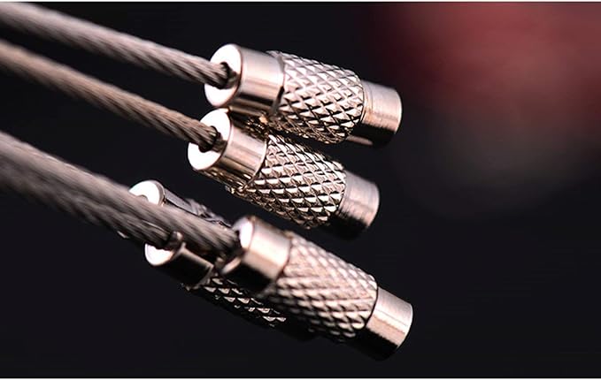 100pcs Stainless Steel Wire Keychains Aircraft Cable Cable Key Ring for Hanging ID Tags or Luggage Tags,6.3 inch 2mm