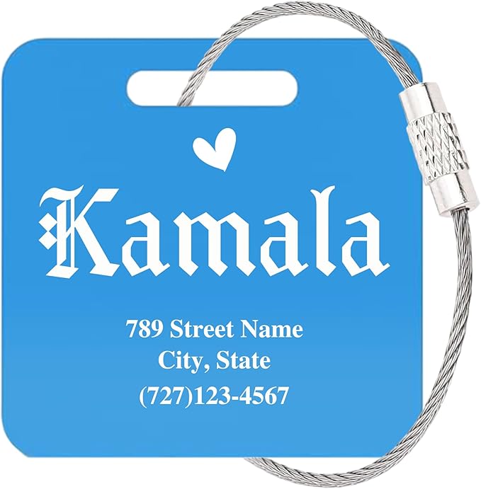 Personalized Luggage Tags for Suitcases,Custom Acrylic Tags with Hole & Steel Loop for Travel,Backpacks,Golf,Bagwine Cup,Waterproof (Blue)