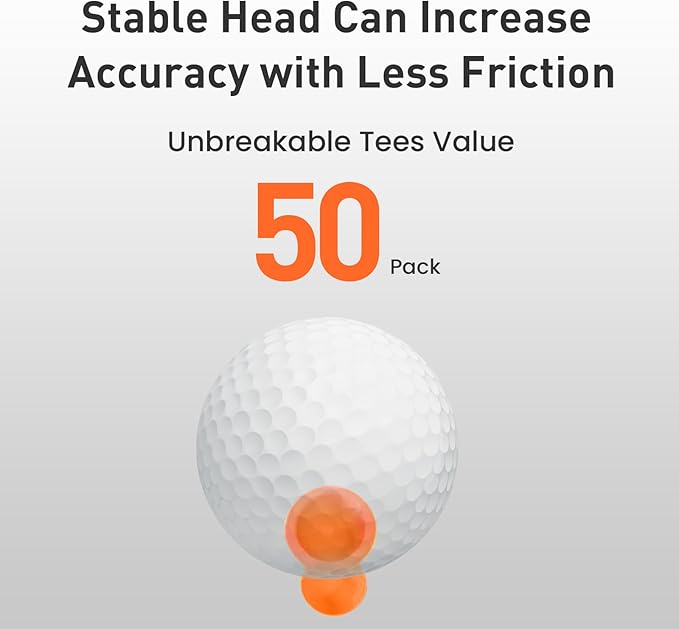 FINGER TEN Golf Castle Tees Plastic 2 1/4 Inch with Stopper for Consistent Height Value 50 Pack, Short Durable Tee for Par 3 Holes in Orange Purple Pink for Men Women