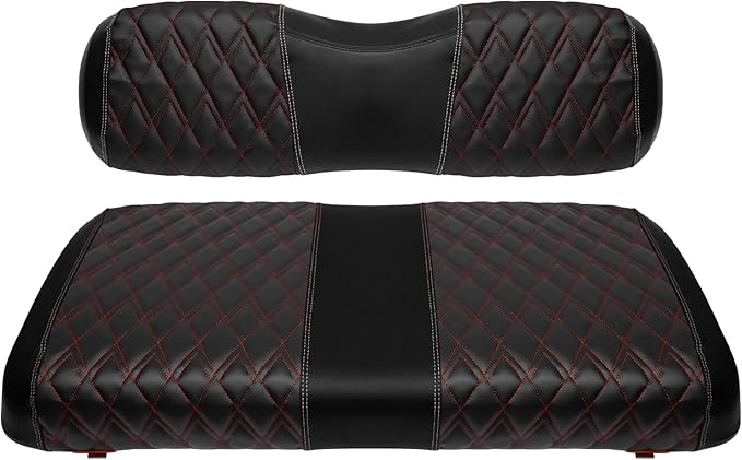 Golf Cart Vinyl Replacement Seat Covers fits EZGO TXT1994-2013, Diamond Front Seat Cover Black Stitching Durable Breathable & Easy to Clean