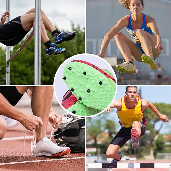 96PCS Alloy Steel Track Spikes, 32pcs 1/8in + 32pcs 3/16in + 32pcs 1/4in Track and Cross Country Spikes Golf Shoe Spike with Spike Wrench, Replacement for Sprint Sports Short Running