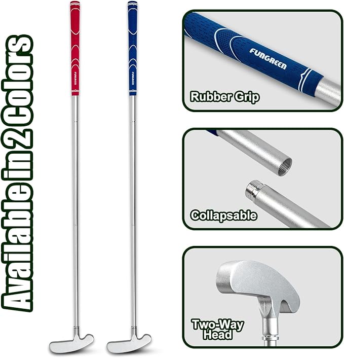 FUNGREEN Golf 2PCS/Pack Two-Way Putter Club for Right or Left Handed Golfers Foldable Alloy Rod Head Adults Golf Putter - 34" Length