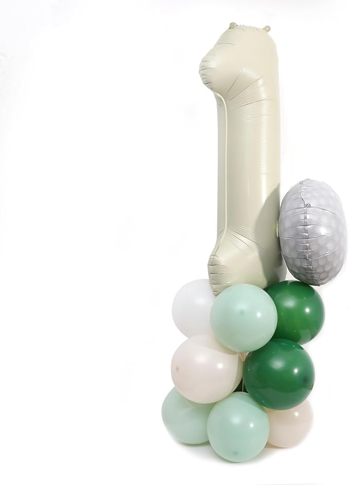 Hole-in-One Birthday Balloons - Golf Birthday Balloon Decorations, Golf Party Tower Set, White and Green 1 Aluminum Foil Balloon for Sports Party Anniversary Supplies