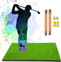 Golf Hitting Mat Thicker Rubber Bottom-5×4ft with Alignment Sticks、Foam Balls and Rubber Tees, for Outdoor Backyard Driving Swing Chipping Indoor Simulators