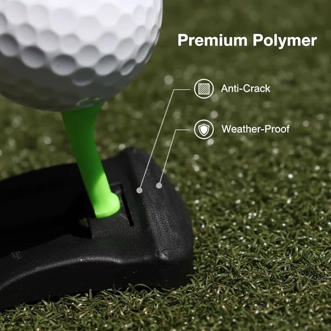 Hinged Turf Base V3 - Turf Tee for Artificial Turf - Includes Pre-Cut Tee Variety Packs, Golf Tee Holder for Artificial Turf, Indoor Outdoor Home Training