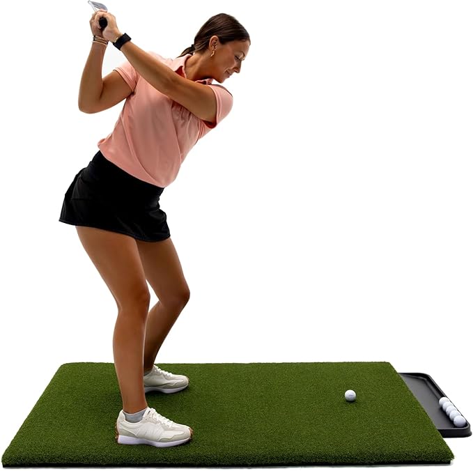 Perfect ReACTION Golf Mat - 3x5 Feet Premium Turf Indoor/Outdoor Mat for Hitting & Chipping - Golf Stance Mat w/ Golf Accessories (Golf Tray + 3 Rubber Golf Tees)