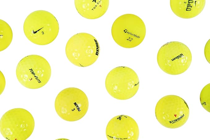 48-Pack Clean Green Recycled Yellow Golf Balls - Neon Colored - Used Good Condition - Includes Mesh Carry Bag - Cheap Golf Balls for Men and Women