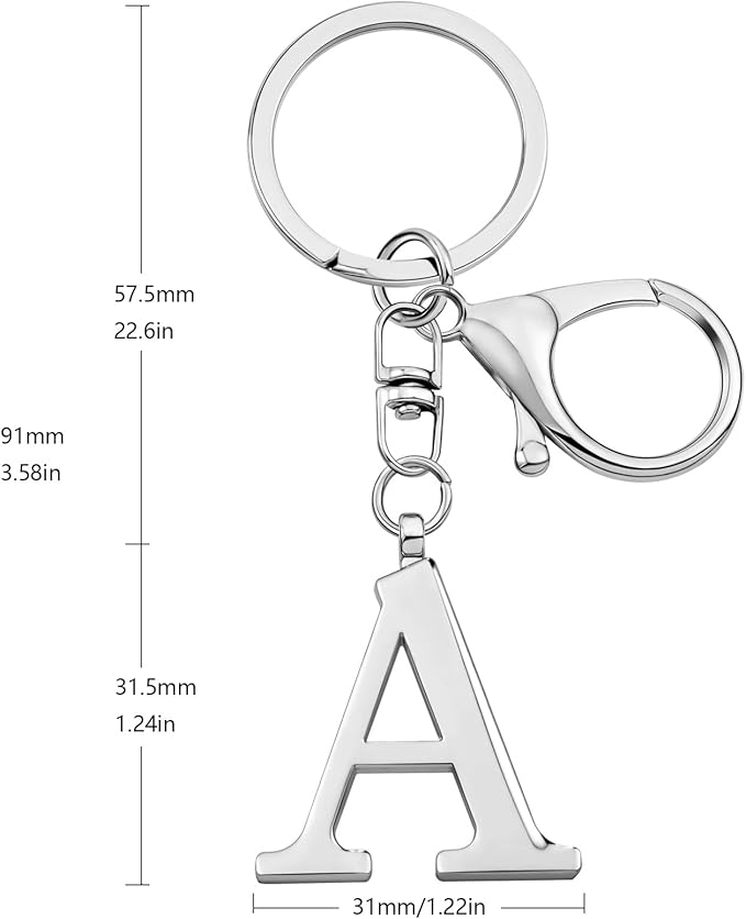 LAXPICOL Gold Letter A-Z Keychain for Women Bag Charms Purse Charms For Handbags Metal Alphabet Initial Letter Keychain