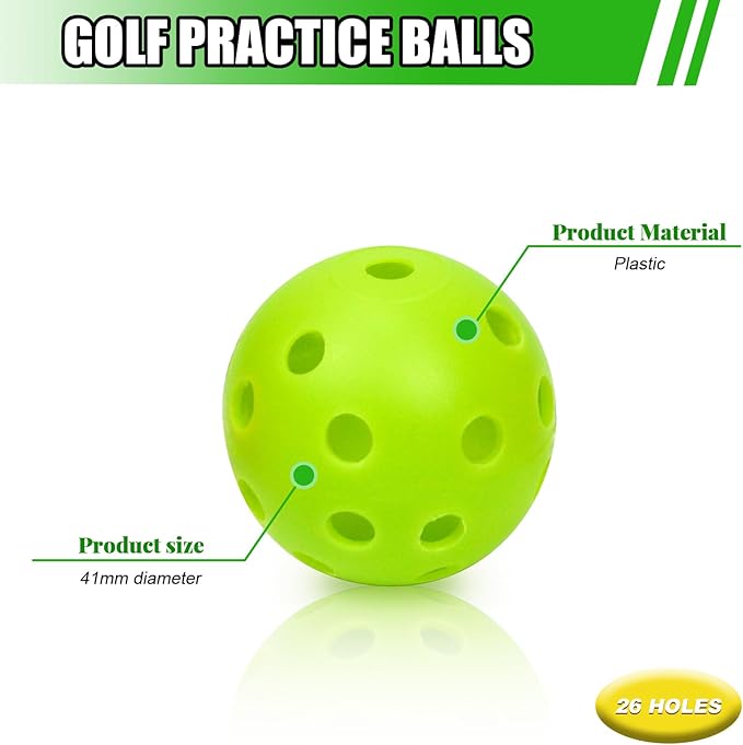 Plastic Golf Balls Practice Limited Flight Golf Training Ball Hollow Swing Practice Indoor Golf Balls with Mesh Drawstring Bag for Backyard Driving Range or Outdoor