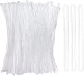 100 Pack Clear Plastic Luggage Straps, Worm Loops for Luggage Tags, Plastic Name Tag Loop for Identification Cards ID, 6 inch