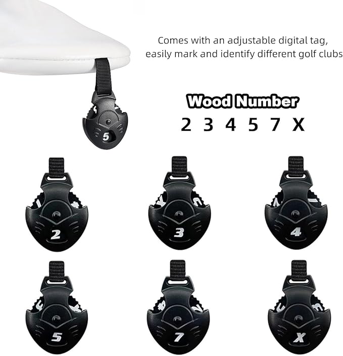 Golf Club Head Covers, 3pcs Golf Headcovers for Woods and Driver Fairway Hybrids, Premium PU Leather Club Headcovers Set with Interchangeable Tag for Men Women