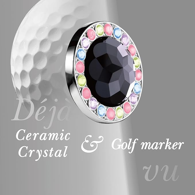Golf Ball Marker Hat Clip with Ceramic Crystal Ball Marker (20mm Small Size) Gifts Accessories for Golfers
