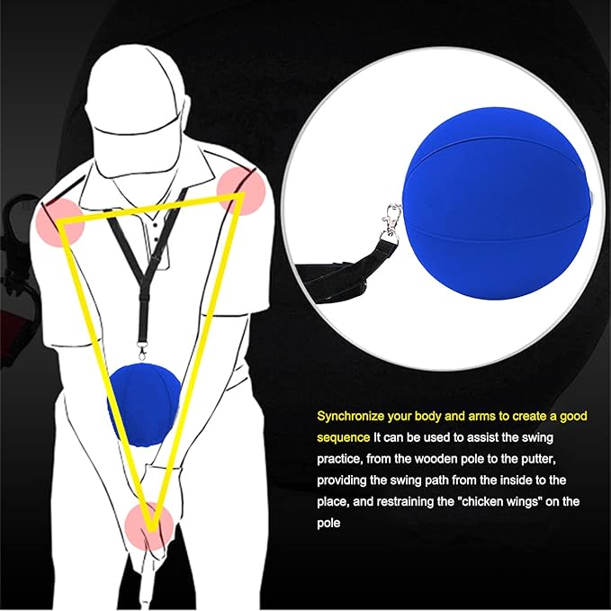 Amy Sport Golf Swing Training Aid Wrist Hinge Adjustable Arm Band with Hanger Smartball Connection Band for Correction, Men Women Ball Between Arms Practice Tool