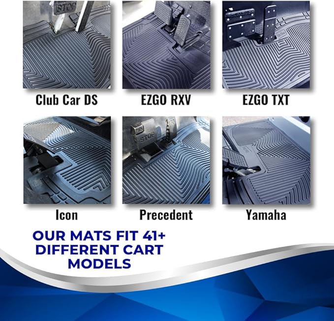 Club Clean Club Car Precedent Floor Mat – Custom Golf Cart Floor Mat – Fits Precedent Model – Only Golf Car Mat to Meet 6 ASTM Standards – Black Rubber Golf Cart Mat 8mm Thick – Patented Liner