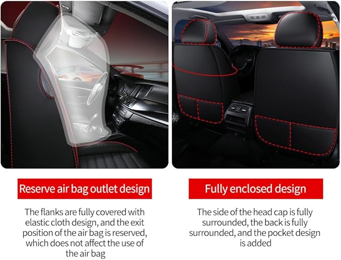 Leather Car Seat Covers for Volkswagen Golf 2001-2021,Car Seat Covers Full Set,Seat Covers with Safety,Waterproof Seat Cover Compatible Airbag(5pcs Black Luxury)