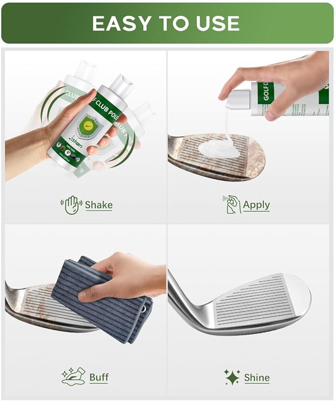 Pro Golf Club Cleaning Kit with Golf Club Cleaner Brush and 10 Oz Golf Club Polish, Cool Golf Accessories Gifts for Men Unique Golf Stuff Golf Bag Accessories Golf Gear