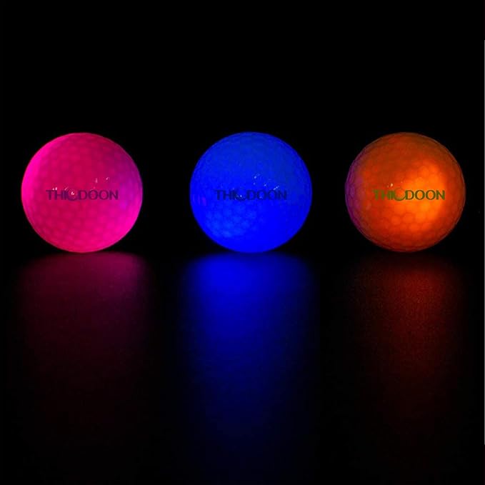 THIODOON Glow in The Dark Golf Balls Light up Led Golf Balls Night Golf Gift Sets for Men Kids Women 6 Pack (6 Colors in one)