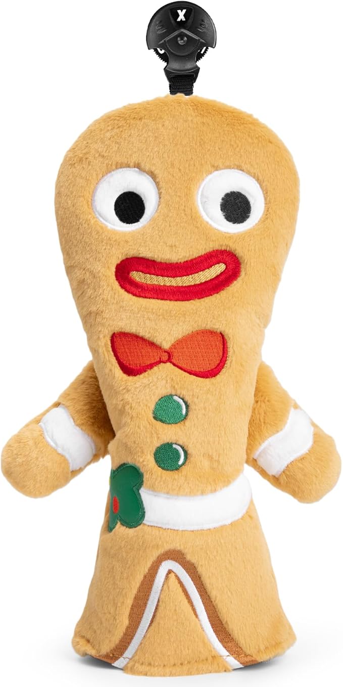 Golf Club Head Covers, Plush Gingerbread Man Golf Driver Covers Fairway Wood Hybrid Head Covers with Interchangeable Tags Advanced Embroidery 3 Wood Headcover Set
