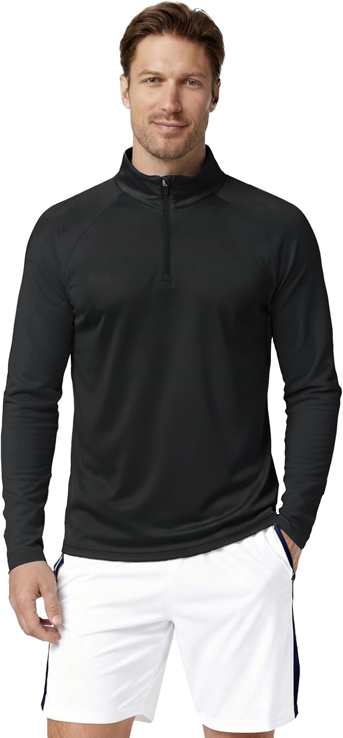 Boladeci Men's UPF 50+ Sun Shirts 1/4 Zip Long Sleeve SPF UV Protection Lightweight Quick Dry Quarter Zip Golf Shirts