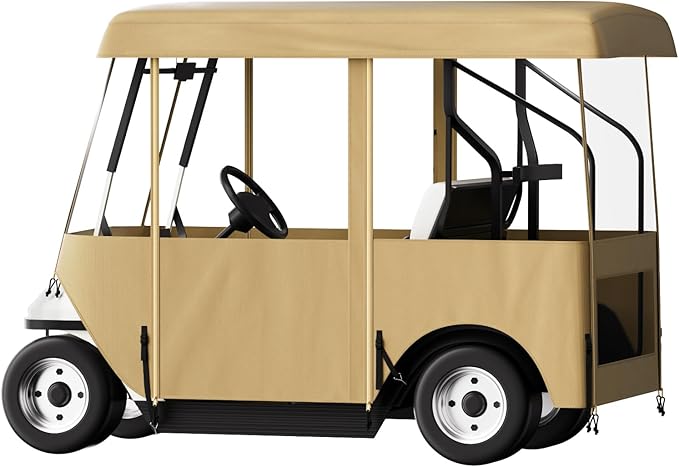 Happybuy Golf Cart Enclosure, 4-Person Golf Cart Cover, 4-Sided Fairway Deluxe, 300D Waterproof Driving Enclosure with Transparent Windows, Fit for EZGO, Club Car, Yamaha Cart