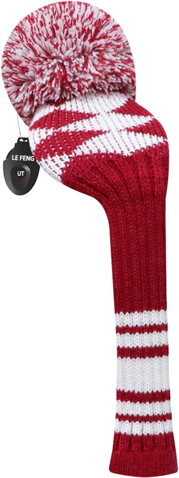 LeFeng 1Pcs Golf Club Cover, Knitted Golf Head Cover for 460cc Driver Fairway Woods and Hybrid with Cute Pom Pom and Number Tag