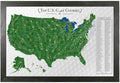 Push Pin Travel Maps Customizable Wall Art - Top Golf Courses USA Map - Rustic Black - Framed Pin Map, Includes 150 Pins - Handcrafted in USA - 27.5" x 39.5"