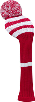 LeFeng 1Pcs Golf Club Cover, Knitted Golf Head Cover for 460cc Driver Fairway Woods and Hybrid with Cute Pom Pom and Number Tag