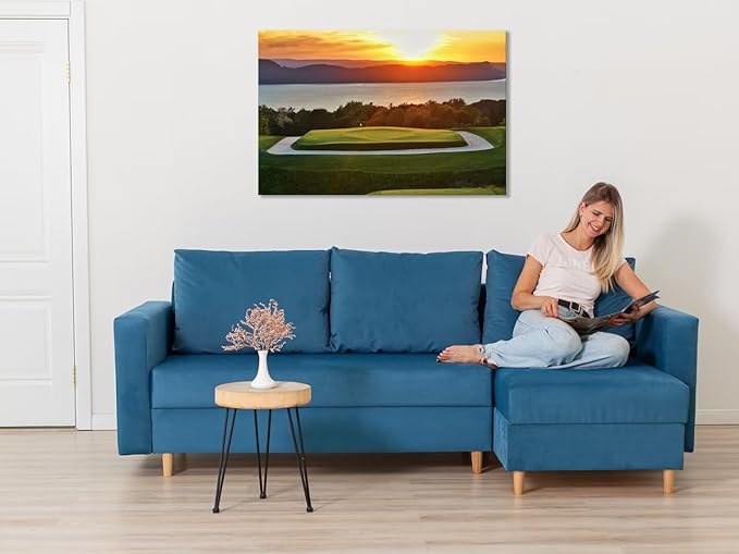 chenchenArt Sleepy Hollow 16 Hole Golf Course Wall Art for Living Room Bedroom Bathroom Home Decorations Sleepy Hollow Golf Course Picture Poster Canvas Prints Framed Ready to Hang(12''H x 16''W)