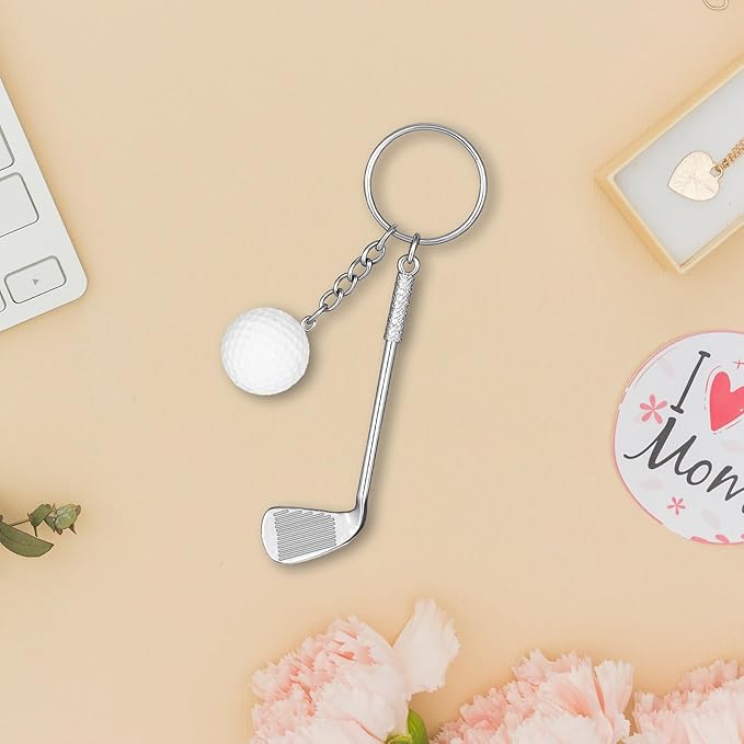 2 PCS Golf Club Keychain, Mini Alloy Golf Keychain Golf Gifts Keychains for Men Women Golfers Golf Ball Keychains Backpack Decorations Birthday Christmas Gifts for Family Sports Golf Lovers