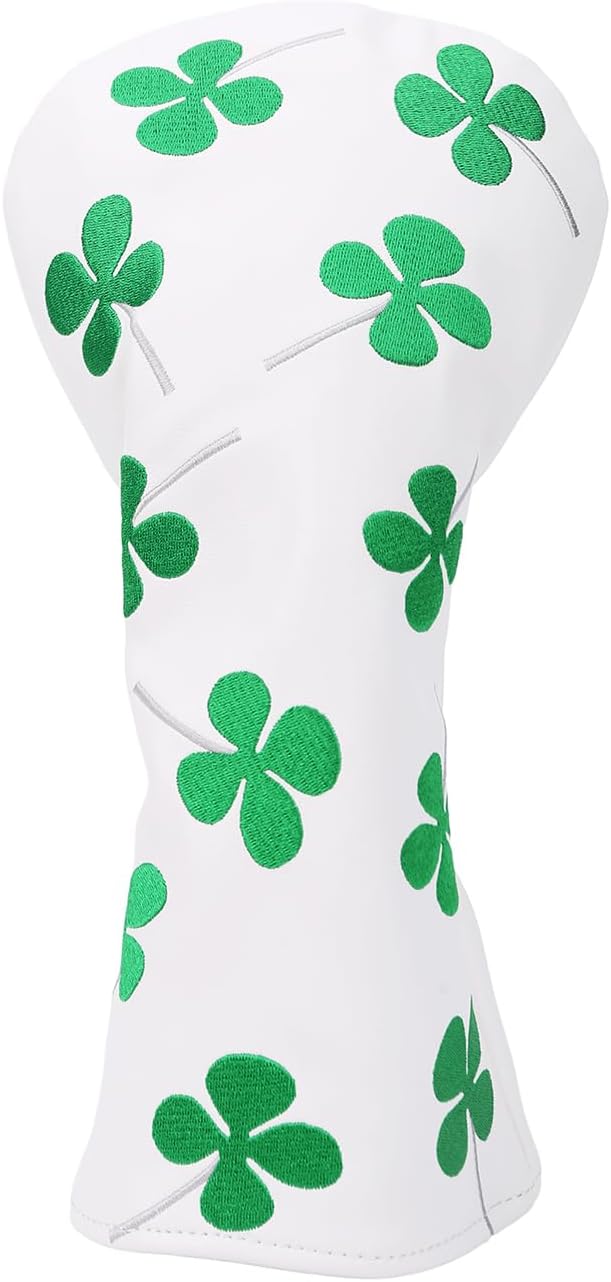 Golf Club Head Covers, 1pc Driver Headcover Fairway Wood Head Cover Hybrid Headcover or 3pcs Golf Headcovers Set 1 F H, Lucky Clover Golf Club Covers for 3 Wood, Drivers, Hybrids