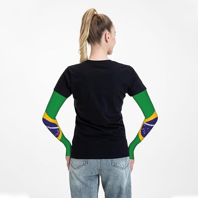 Cute Flag Arm Sleeves Cooling Sun Protection Sports Flag Sleeves for Men Women