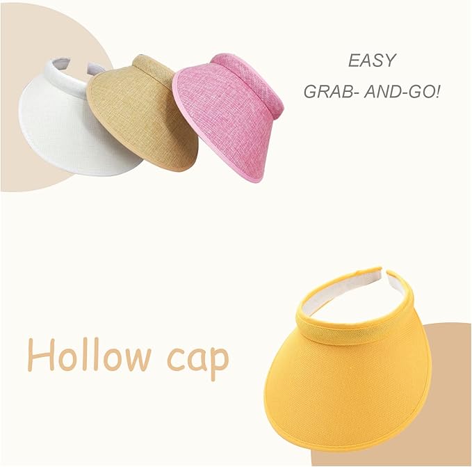Cloth Covered Slip-On Visor for Women, Adjustable Cap Sports Sun Visors for Men