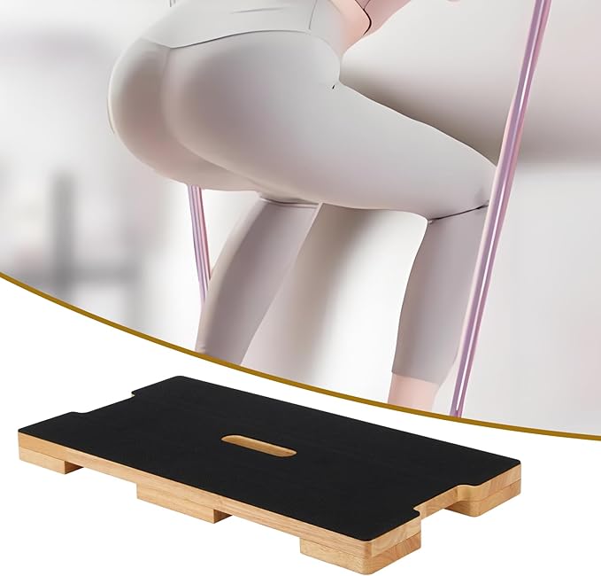 Wood Fitness Board, Resistance Band Workout Footplate, Resistance Band Foot Plate with Non-slip Design for Training, Stretching, Balance, Flexibility Exercise for Home Gym