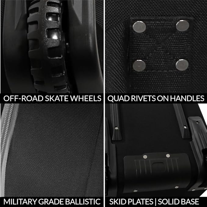 CaddyDaddy First Class Military Grade Ballistic Nylon Travel Cover with EVA Dense Foam Top Padding 2 Year Full Replacement Coverage Self Standing Base XL Wheels Case for Transporting Clubs on Airlines