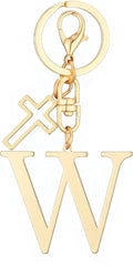 Gold Initial Keychain for Women A-Z Letter Cross Keychains Alphabet Key Chain bag Accessories Gift for Christian