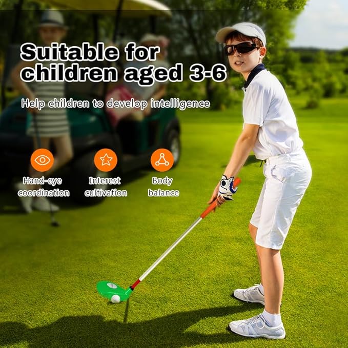 Kids Golf Clubs Set Children Golf Set Yard Sports Tools Three Clubs with Carry Bag and Soft Balls