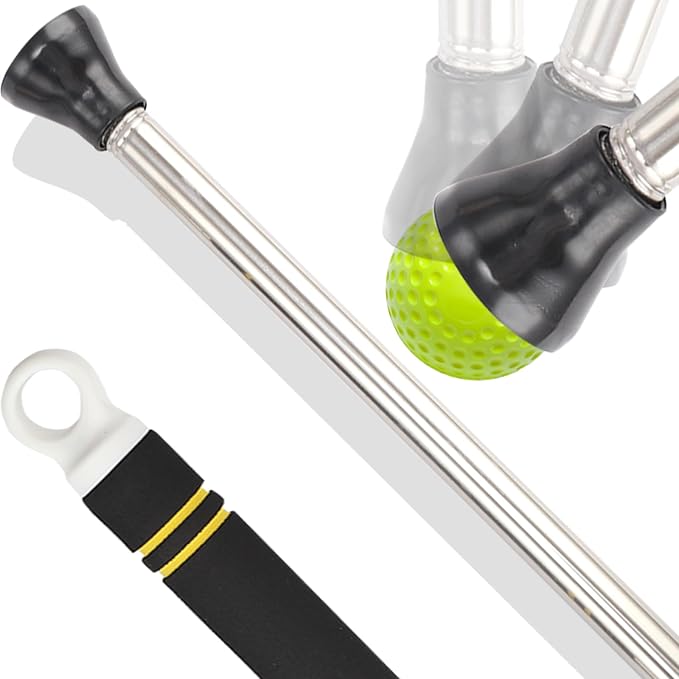 Golf Ball Picker Upper,30 to 44In Golf Ball Retriever with Suction Cup Heavy Duty Stainless Steel Tube Scramble Stick with Sponge Long Handle Lightweight Easy to Carry Golf Ball Grabber