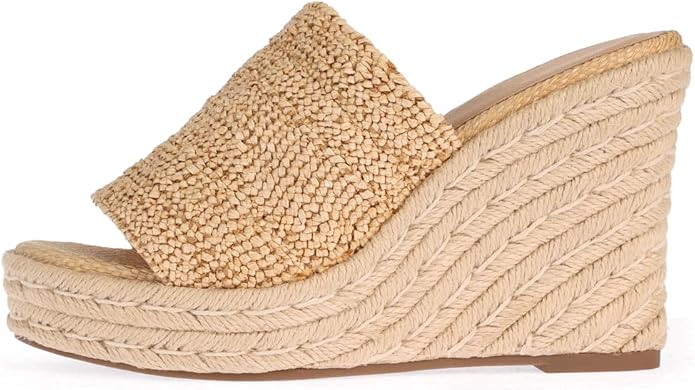 VICKI·VICKI Wedges for Women Platform Sandals Wedge Heels for Sandals Comfortable Summer Espadrille Shoes Ankle Strap&Open Toe
