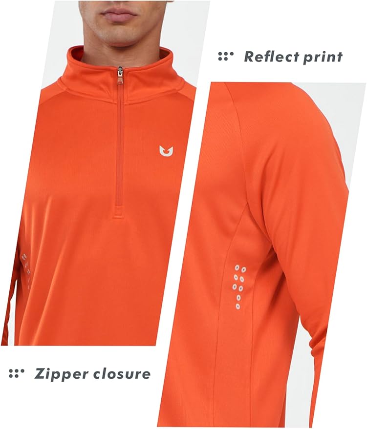 NORTHYARD Quarter Zip Pullover Men Running Shirt Long Sleeve Moisture Wicking Quick Dry Athletic Workout Shirts