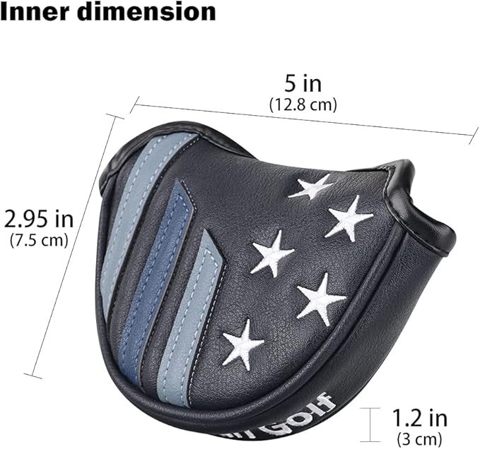 Craftsman Golf Blue Strips Stars Mallet Mid-Mallet Blade Putter Head Cover Headcover Magnetic Closure Alignment Stick Case Holder