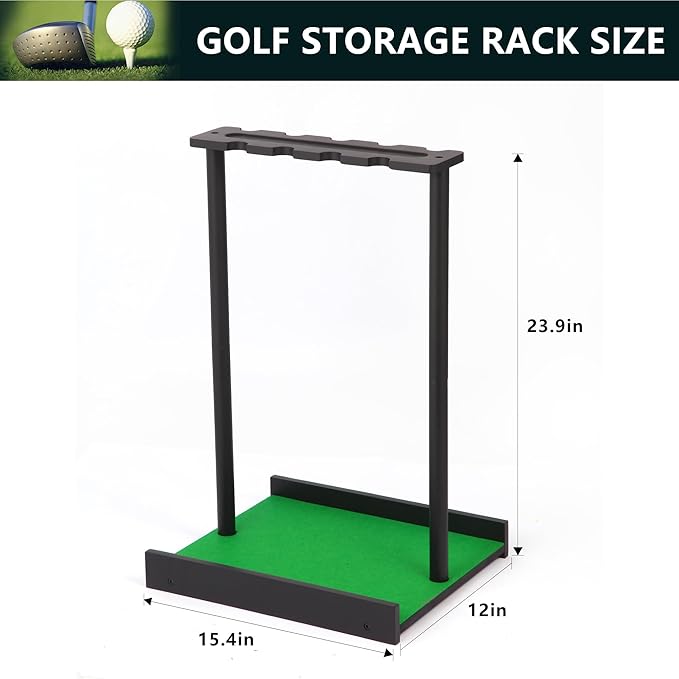 Golf Putter Stand for 9 Clubs & 7 Balls, Solid Wood Golf Club Rack, Golf Club Organizer Floor Stand, Golf Club Holder | Rustic Modern Design for Home, Office, Golf Course Accessories