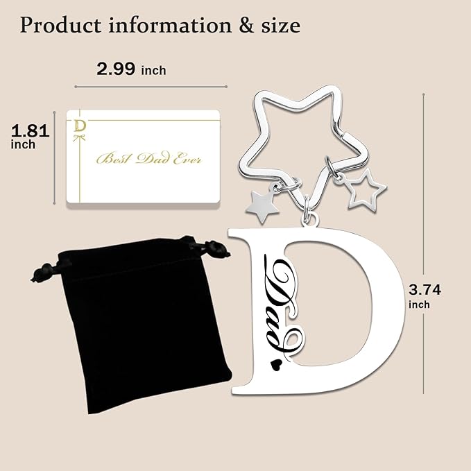 Qunrwe Stainless Steel Initial Letter A-Z Keychain,Inspirational Gifts for Women Men Friends Daughter Son Sister Dad Mom