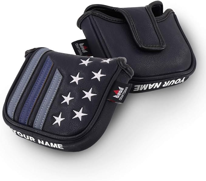 Craftsman Golf Blue Strips Stars Mallet Mid-Mallet Blade Putter Head Cover Headcover Magnetic Closure Alignment Stick Case Holder