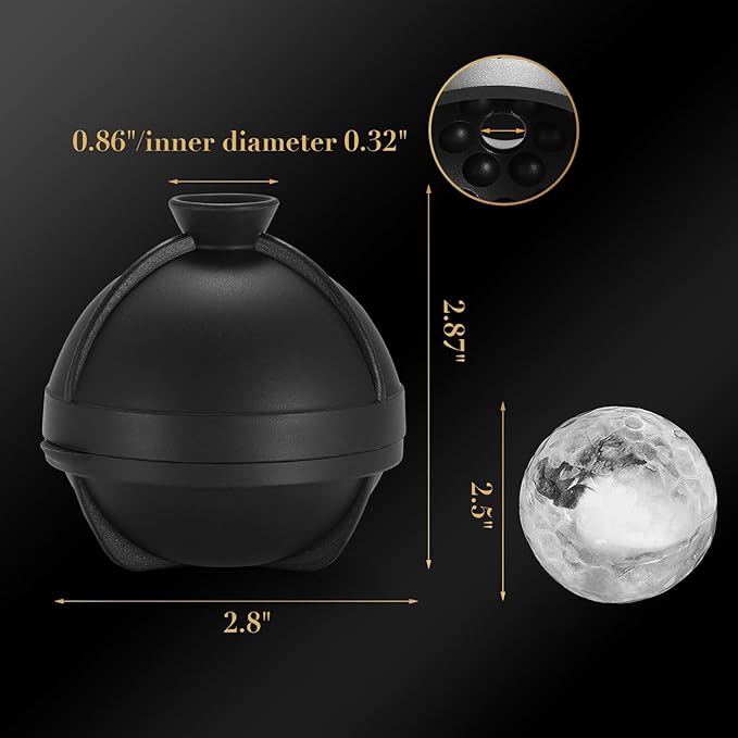 Novelty Golf Ball Ice Maker Mold Set of 2, Funny Golf Gifts for Men Golfers, 2.5" Large Sphere Round Ice Cube Molds for Whiskey, Bourbon, Cocktails