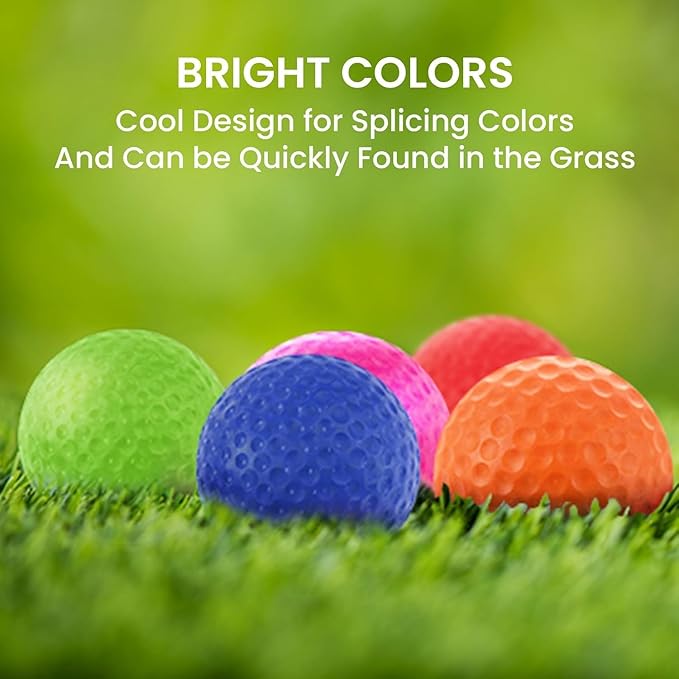 FINGER TEN Golf Practice Balls with Bucket Value 50 Pack, Soft Foam with Limited Flight for Safe Practice, Orange Yellow Pink Bright Colors for Indoor Outdoor Backyard Pool Use