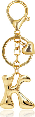Gold Bubble Heart, Cherry, Bow & More Designs Letter Initial Keychain Bag Charms – Cute Purse Charms for Handbags