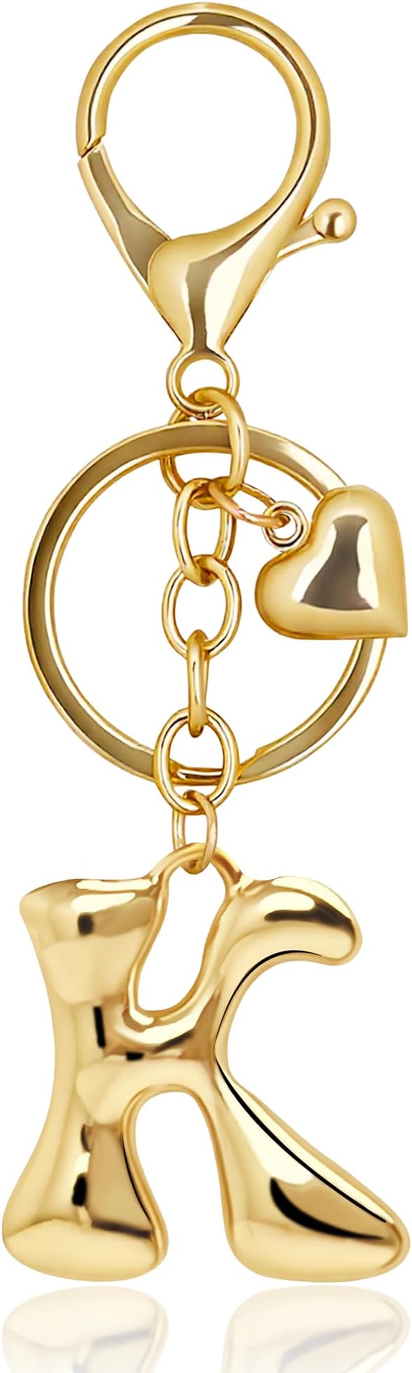 Gold Bubble Heart, Cherry, Bow & More Designs Letter Initial Keychain Bag Charms – Cute Purse Charms for Handbags