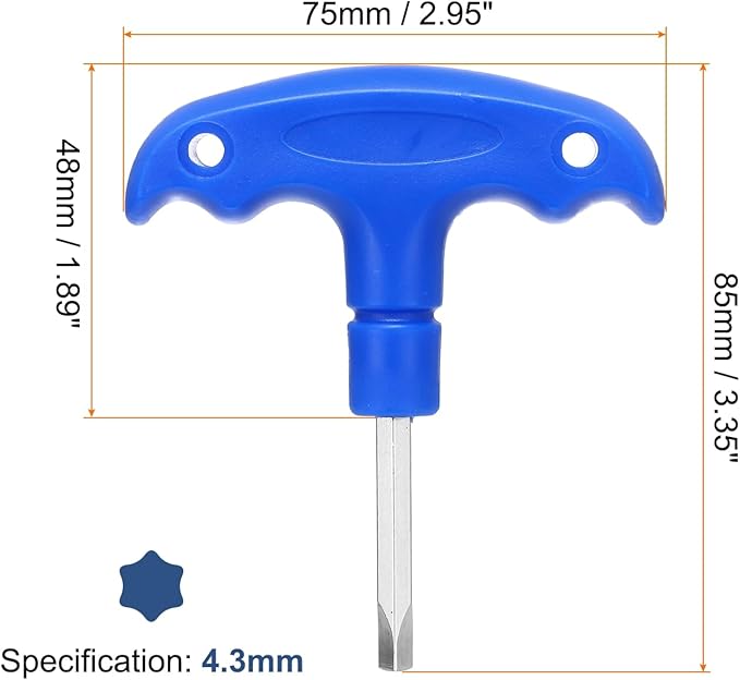 HARFINGTON Golf Spike Wrench Tool 4.3mm Golf Torque Wrench Stainless Steel Golf Head Adjustment Tool Golf Driver Torque Tool with Triangle Tip for Golf Drivers and Head Weight, Blue